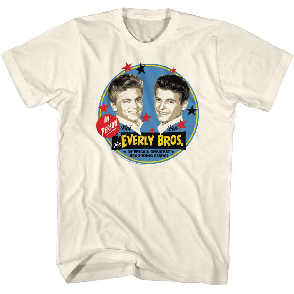 EVERLY BROTHERS-EVERLY BROTHERS STAR CIRCLES-NATURAL ADULT S/S TSHIRT