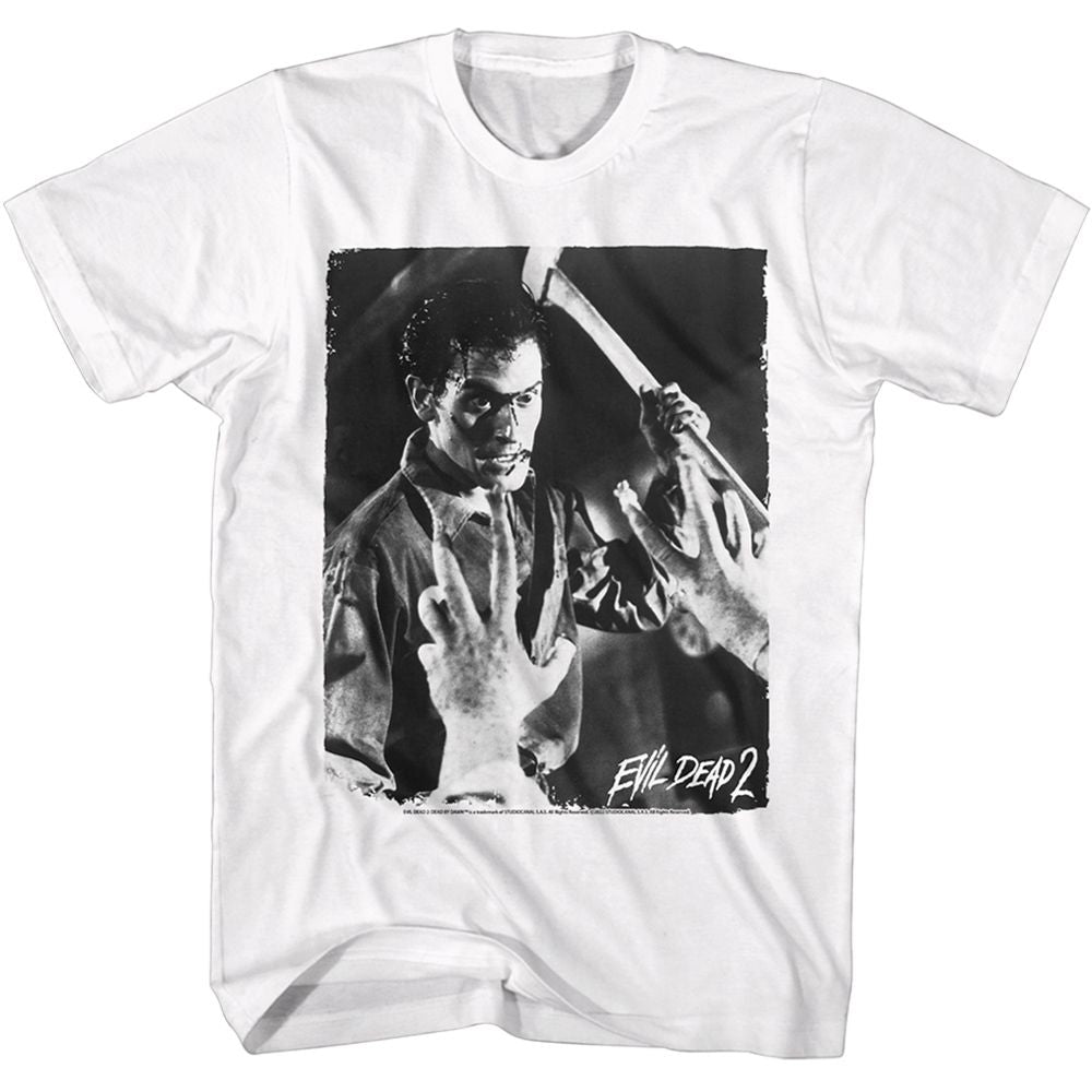 EVIL DEAD-EVIL DEAD ASH WITH AXE-WHITE ADULT S/S TSHIRT