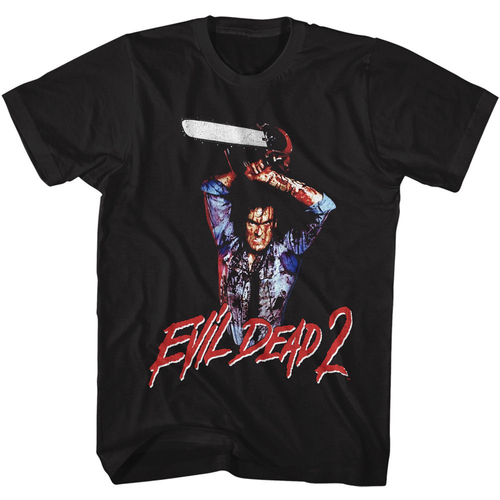 EVIL DEAD-EVIL DEAD RAISED CHAINSAW-BLACK ADULT S/S TSHIRT