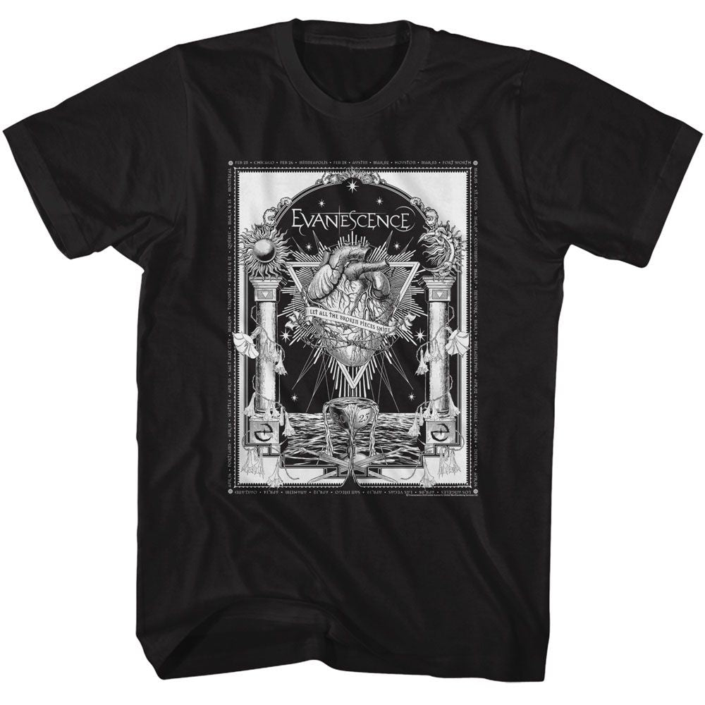 EVANESCENCE-EVANESCENCE BROKEN PIECES HEART-BLACK ADULT S/S TSHIRT