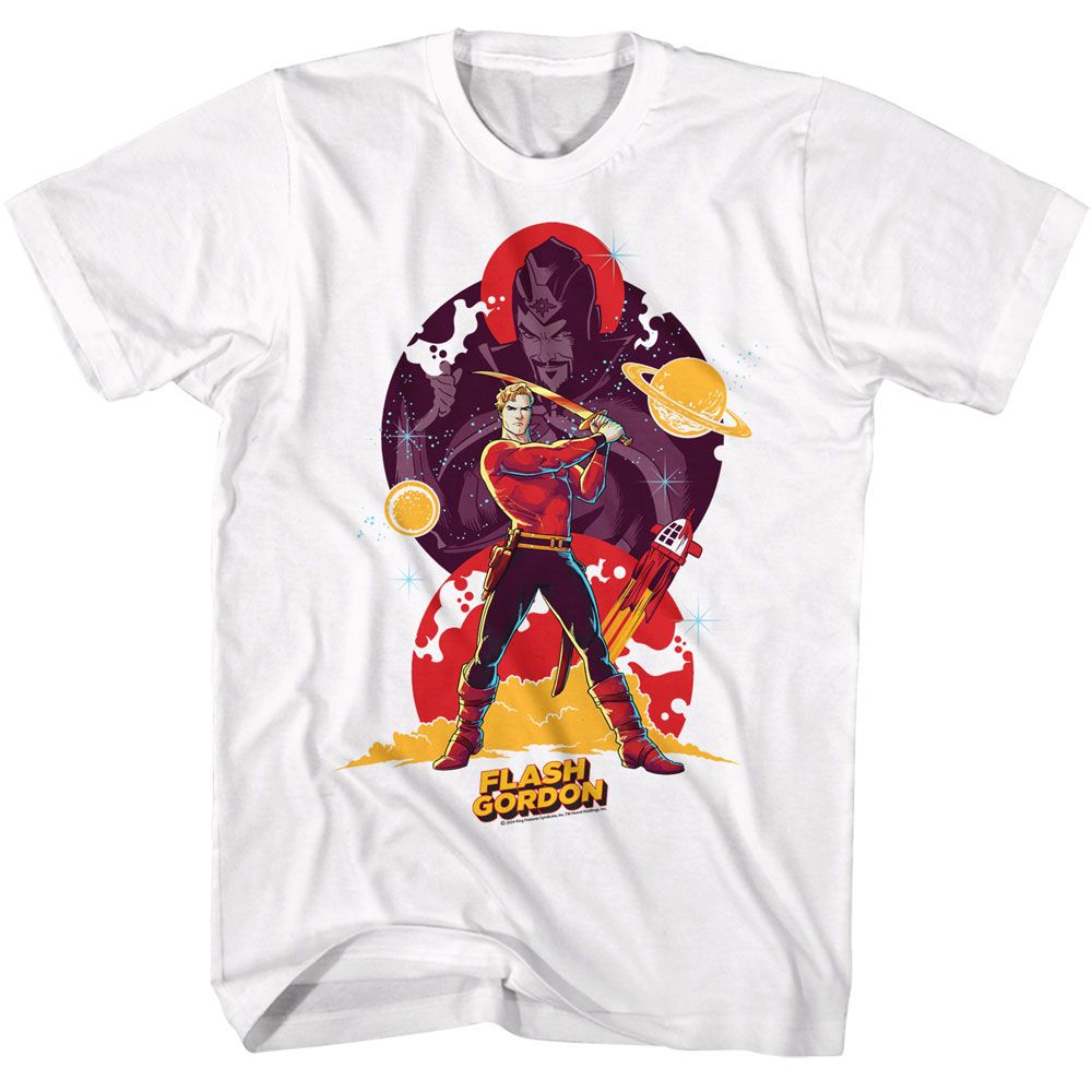 FLASH GORDON-FLASH GORDON AND MING-WHITE ADULT S/S TSHIRT