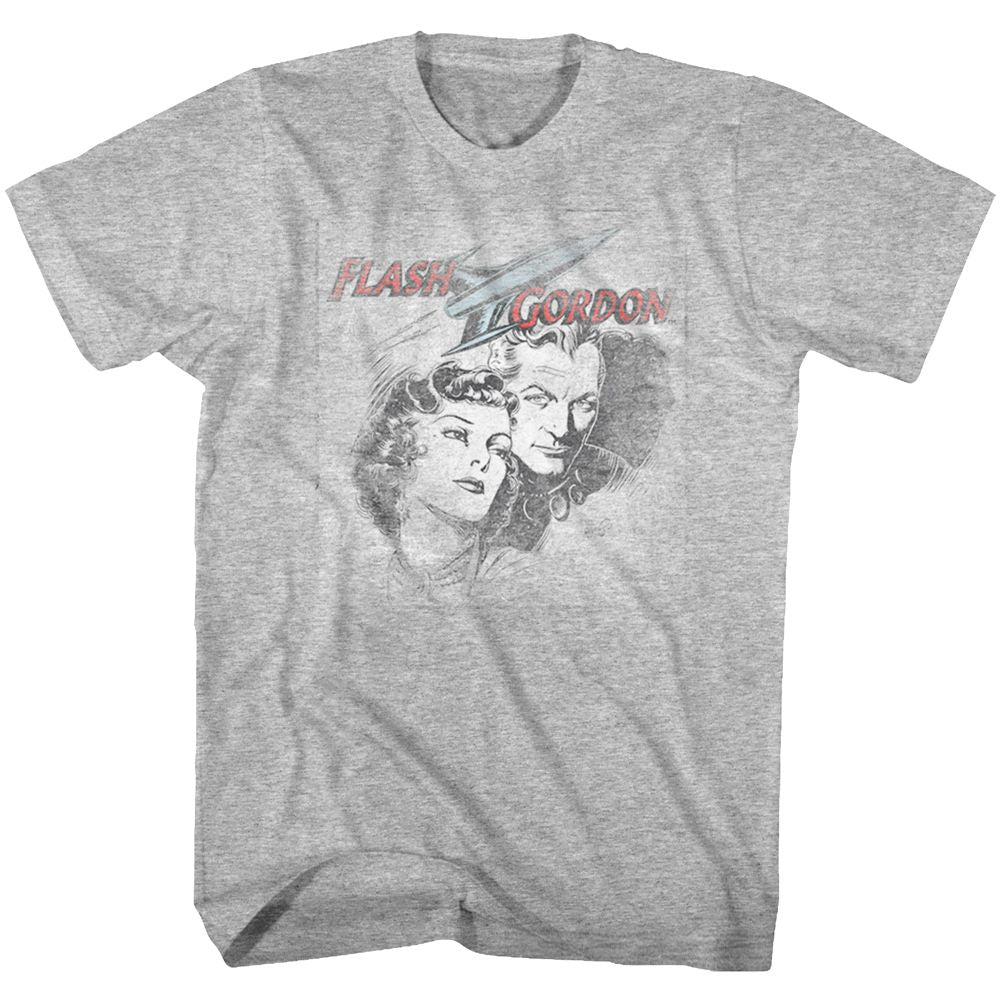 FLASH GORDON-FLASH HEAD-GRAY HEATHER ADULT S/S TSHIRT