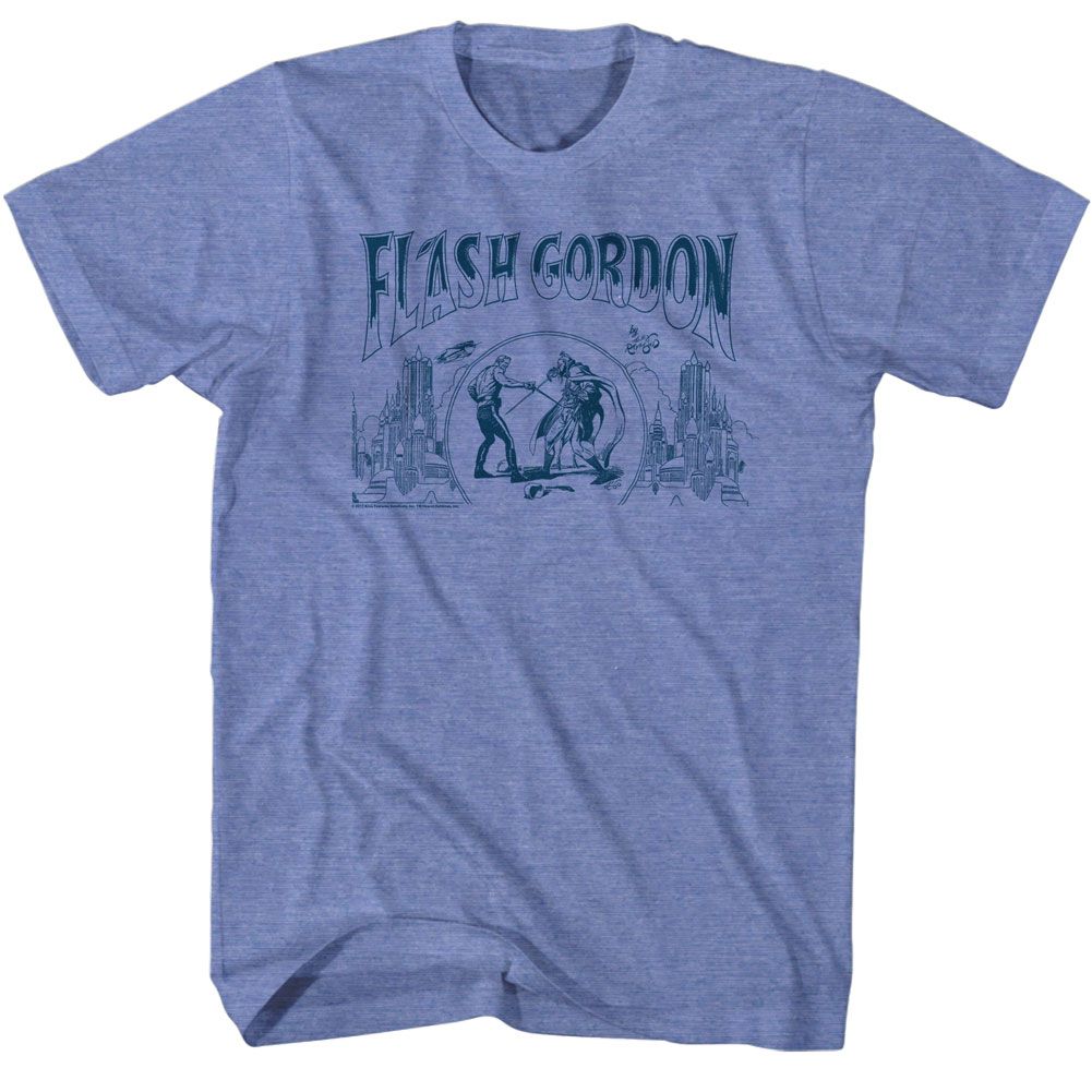 FLASH GORDON-FLASH-LIGHT BLUE HEATHER ADULT S/S TSHIRT