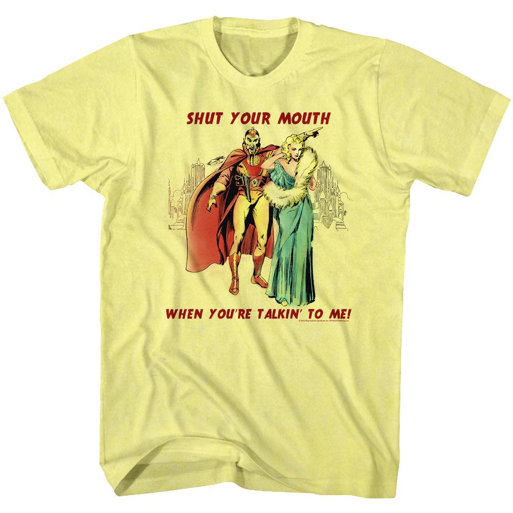 FLASH GORDON-SHUT IT-YELLOW HEATHER ADULT S/S TSHIRT
