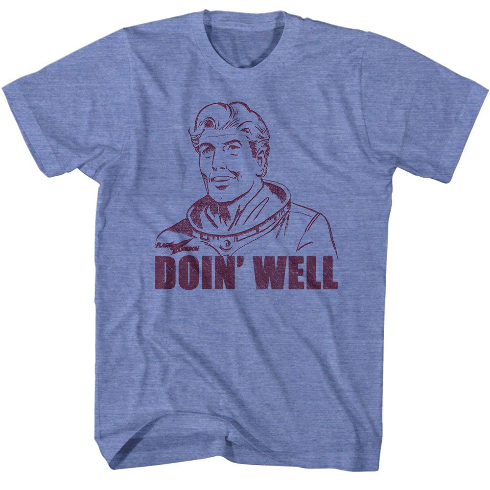 FLASH GORDON-DOIN WELL-LIGHT BLUE HEATHER ADULT S/S TSHIRT