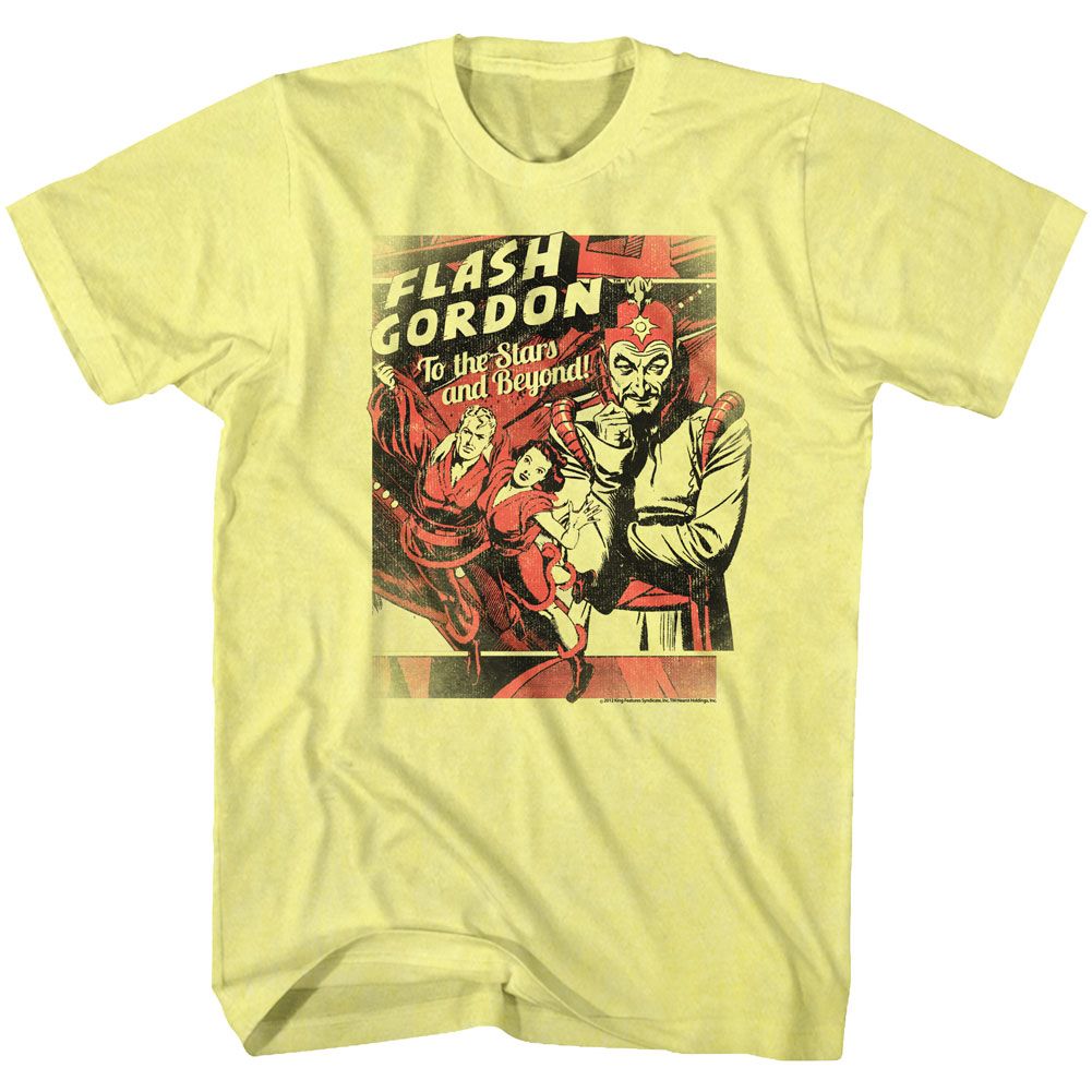 FLASH GORDON-TO THE STARS-YELLOW HEATHER ADULT S/S TSHIRT