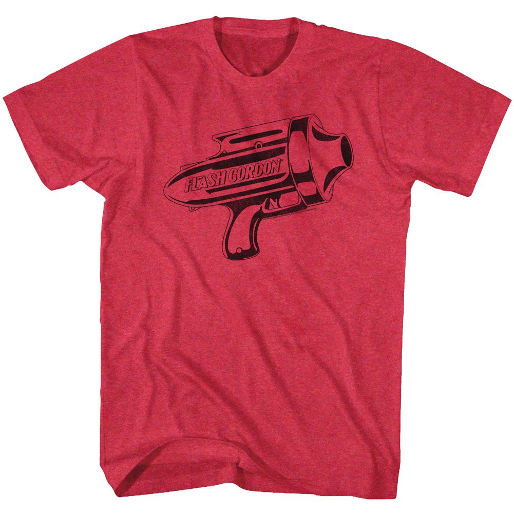 FLASH GORDON-RAY GUN-RED HEATHER ADULT S/S TSHIRT