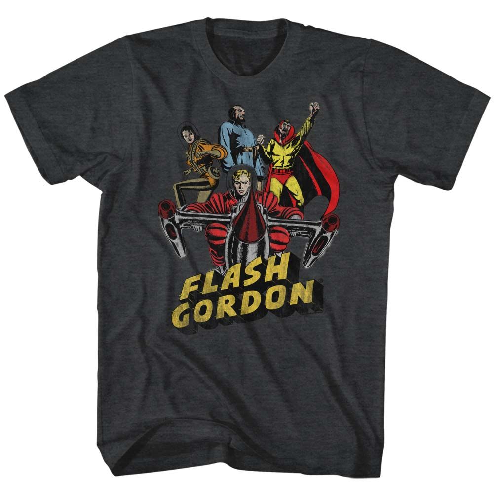 FLASH GORDON-GREATEST ADVENTURE-BLACK HEATHER ADULT S/S TSHIRT