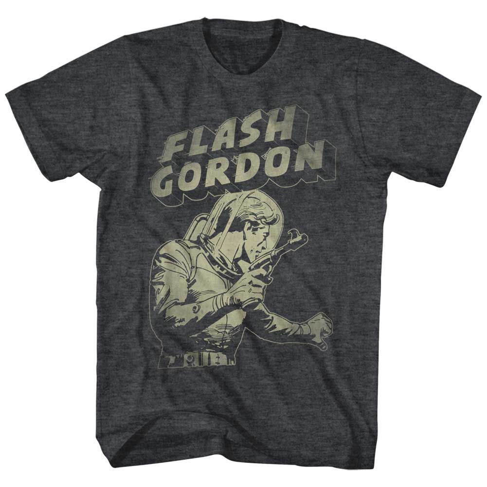 FLASH GORDON-FLASH AAAAAAA-BLACK HEATHER ADULT S/S TSHIRT