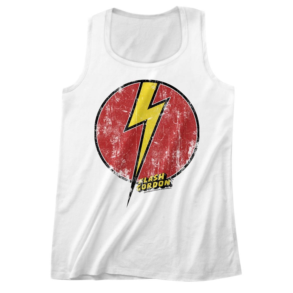 FLASH GORDON-FLASH BOLT-WHITE ADULT TANK