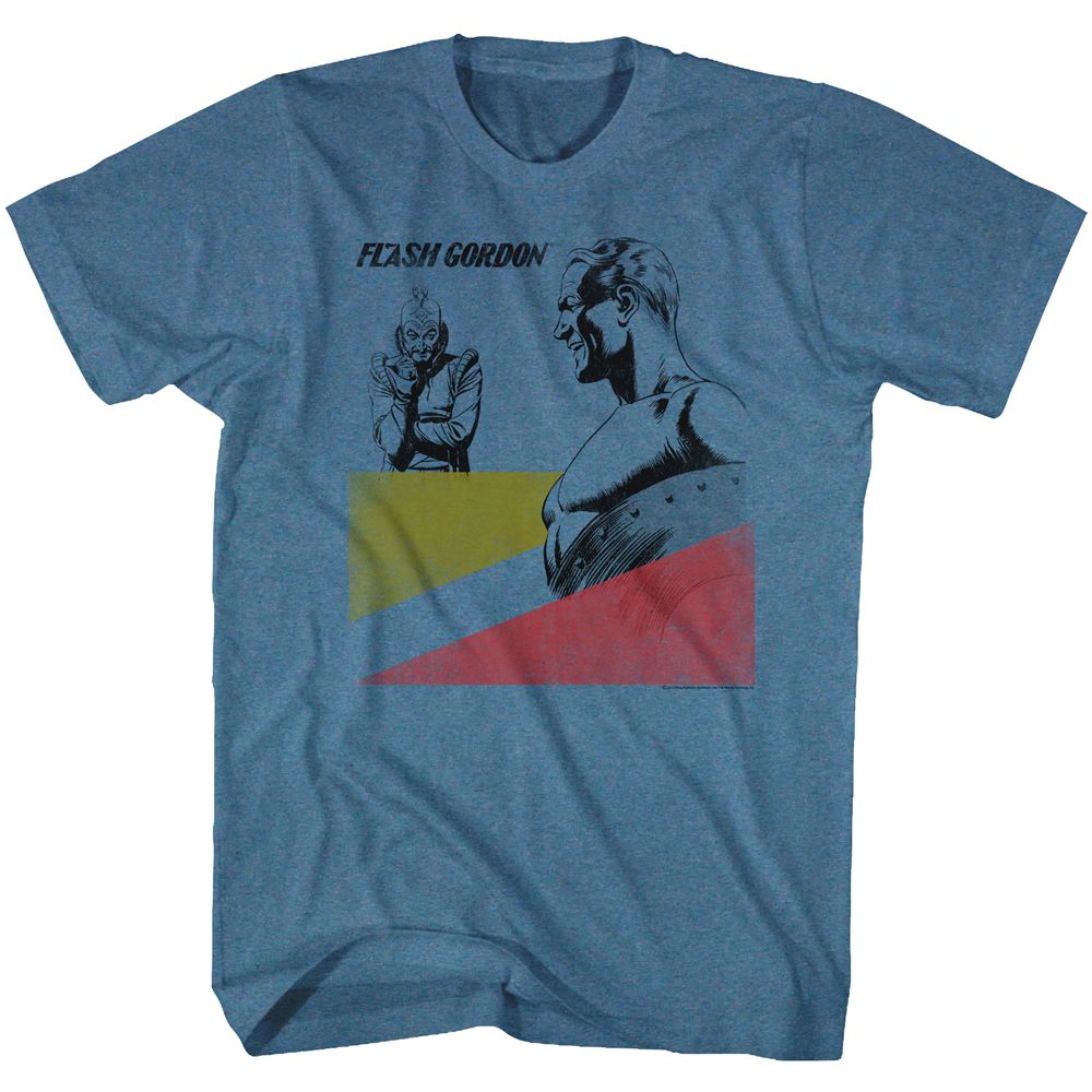FLASH GORDON-LAUGHABLE-INDIGO HEATHER ADULT S/S TSHIRT