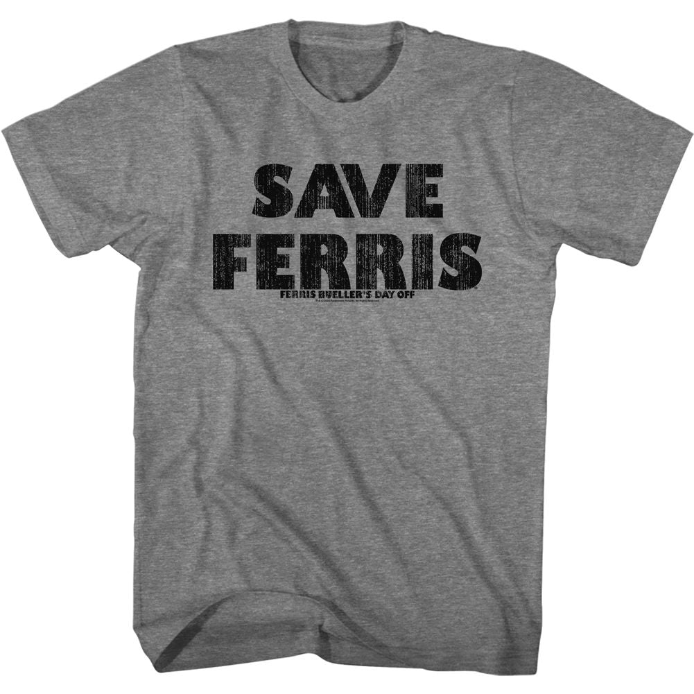 FERRIS BEULLERS DAY OFF-SAVE FERRIS-GRAPHITE HEATHER ADULT S/S TSHIRT