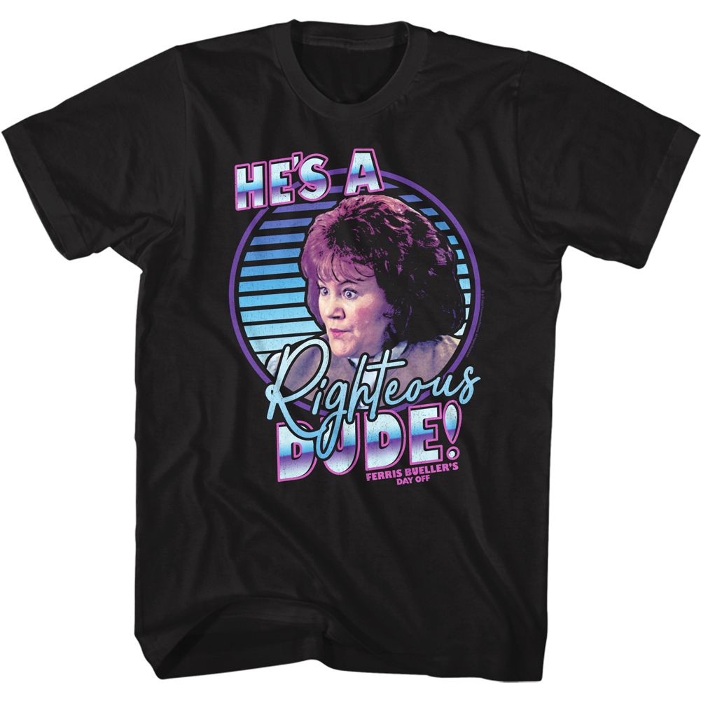 FERRIS BEULLERS DAY OFF-RIGHTEOUS-BLACK ADULT S/S TSHIRT