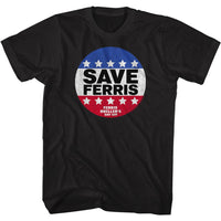 Thumbnail for FERRIS BEULLERS DAY OFF-SAVE FERRIS BUTTON-BLACK ADULT S/S TSHIRT