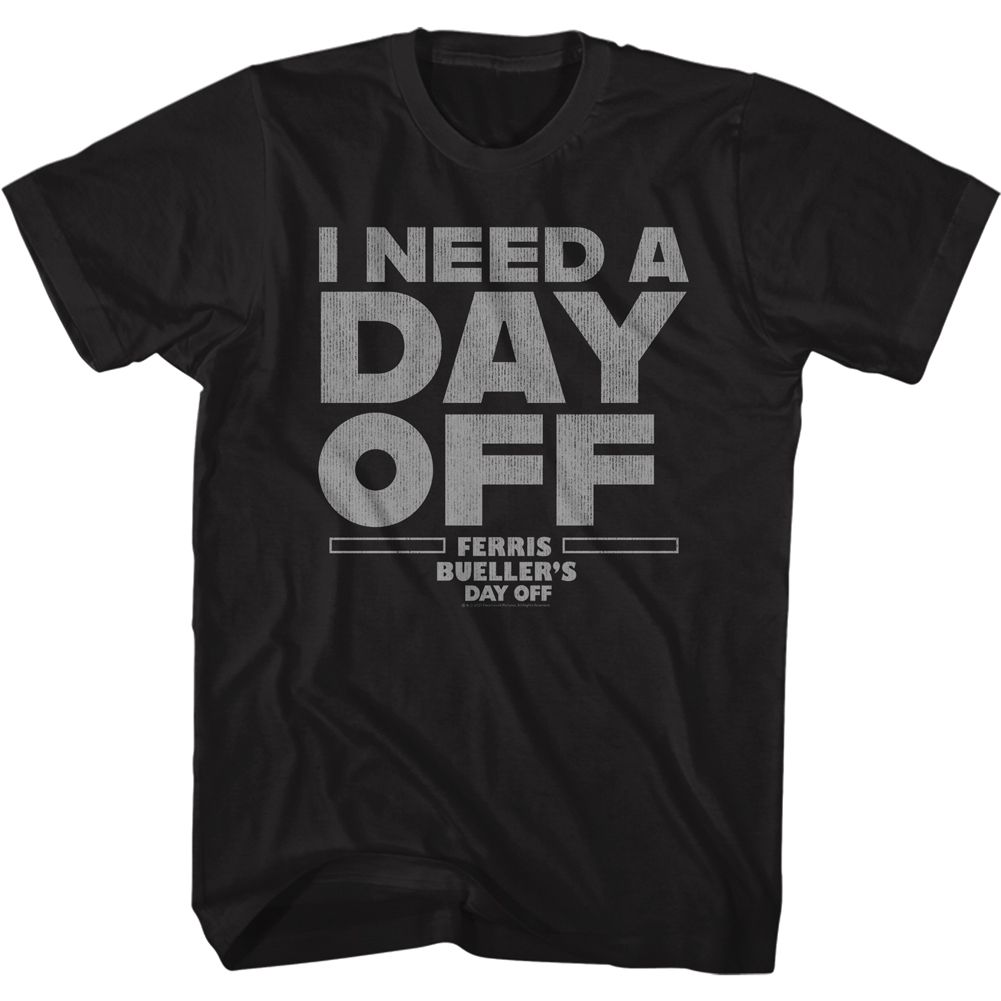 FERRIS BEULLERS DAY OFF-DAY OFF GRY INK-BLACK ADULT S/S TSHIRT