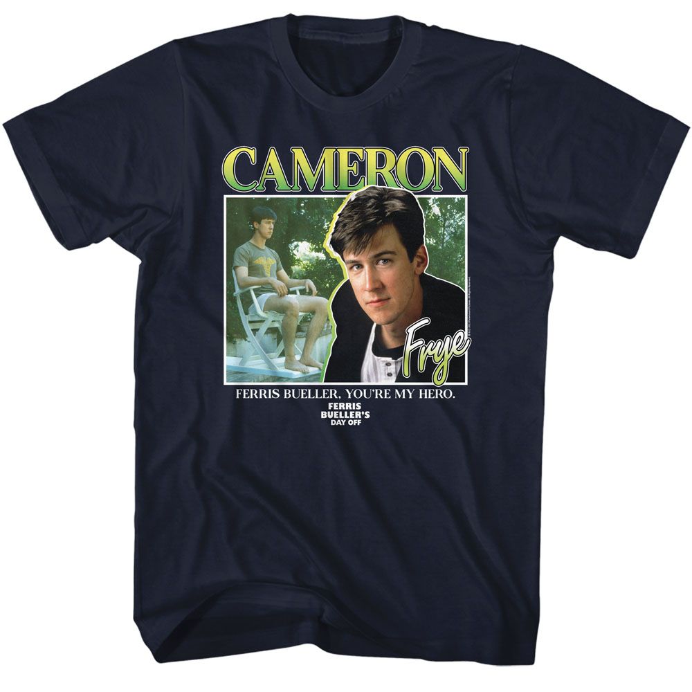 FERRIS BEULLERS DAY OFF-FBDO CAMERON FRYE-NAVY ADULT S/S TSHIRT