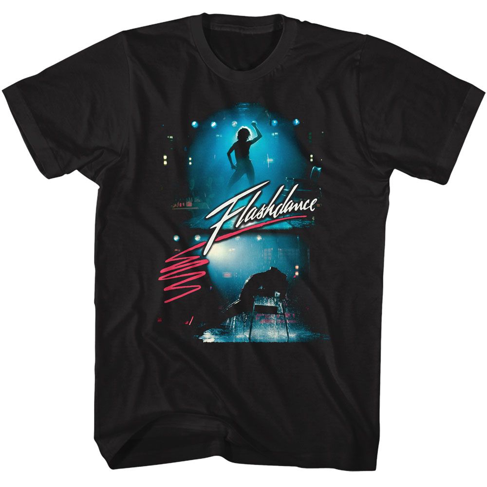 FLASHDANCE-FLASHDANCE BACKLIT PERFORMING-BLACK ADULT S/S TSHIRT