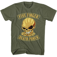 Thumbnail for FFDP-FIVE FINGER DEATH PUNCH SKULL AND KNUCKLES-MILITARY GREEN ADULT S/S TSHIRT