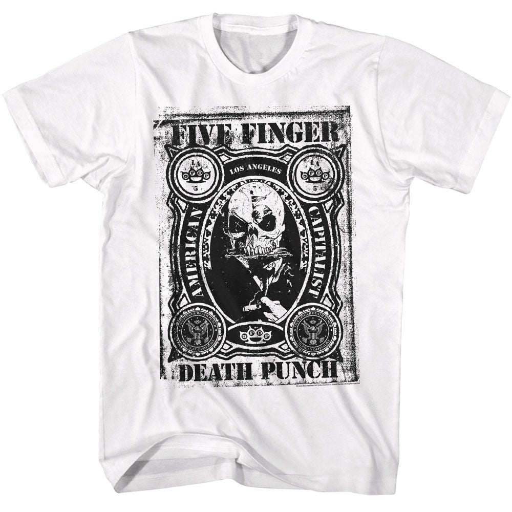 FFDP-FIVE FINGER DEATH PUNCH AMERICAN CAPITALIST-WHITE ADULT S/S TSHIRT