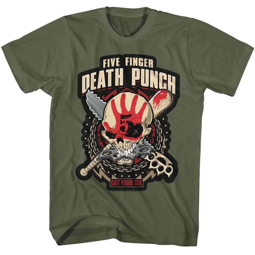 FFDP-FIVE FINGER DEATH PUNCH GOT YOUR SIX-MILITARY GREEN ADULT S/S TSHIRT