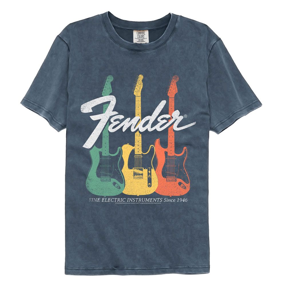 FENDER-FENDER ELECTRIC INSTRUMENTS-DENIM ADULT S/S COMFORT COLOR TSHIRT