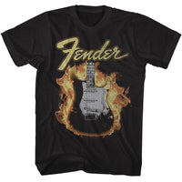 Thumbnail for FENDER-FENDER FLAME GUITAR-BLACK ADULT S/S TSHIRT
