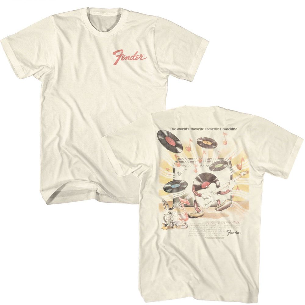 FENDER-FENDER 70S RECORD POSTER-NATURAL ADULT S/S TSHIRT ***F&B***