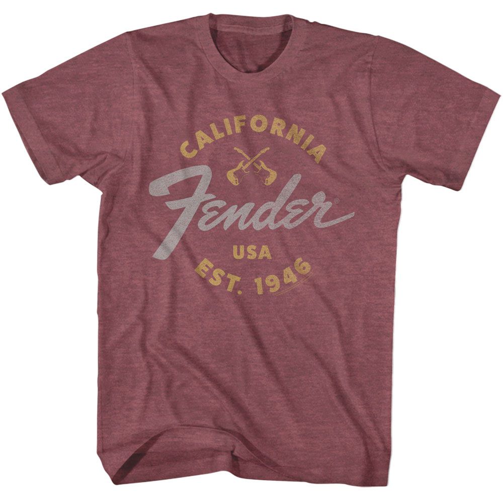 FENDER-FENDER CALIFORNIA 1946-VINTAGE MAROON HEATHER ADULT S/S TSHIRT