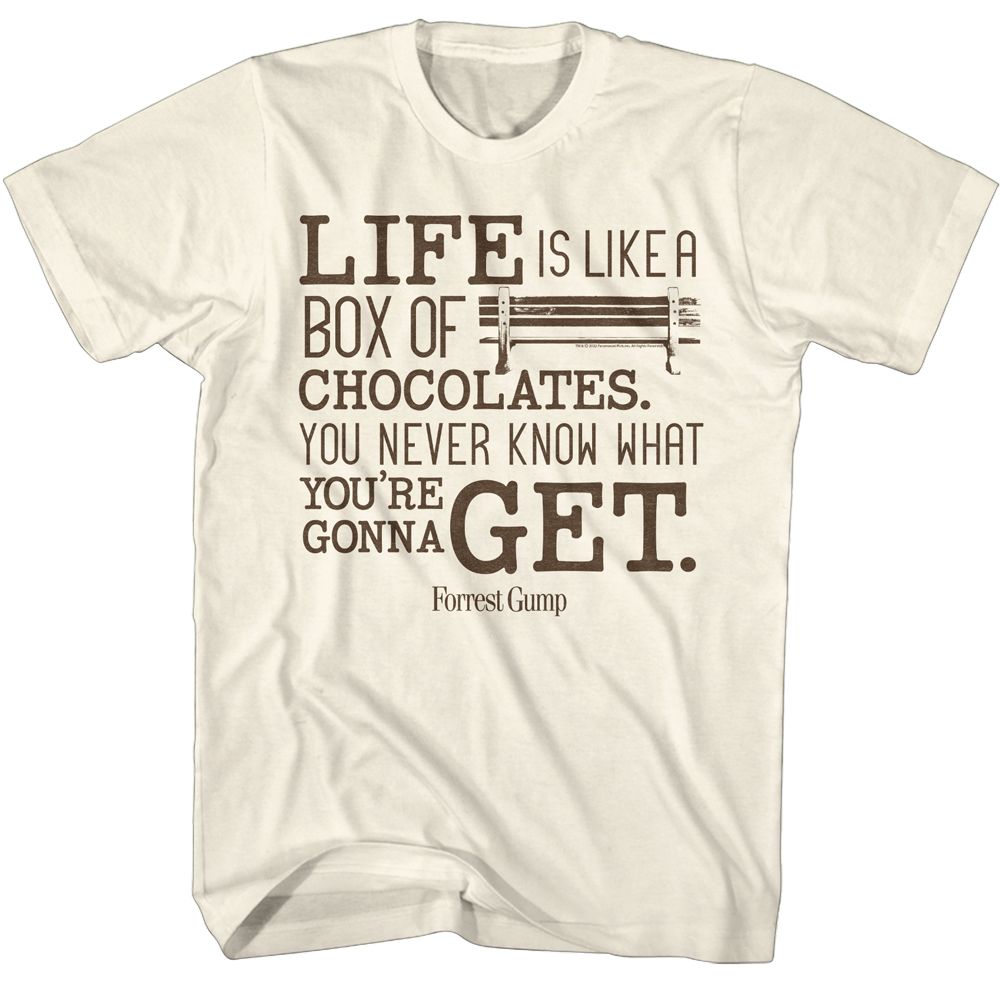 FORREST GUMP-FORREST GUMP LIKE A BOX OF CHOCOLATES-NATURAL ADULT S/S TSHIRT
