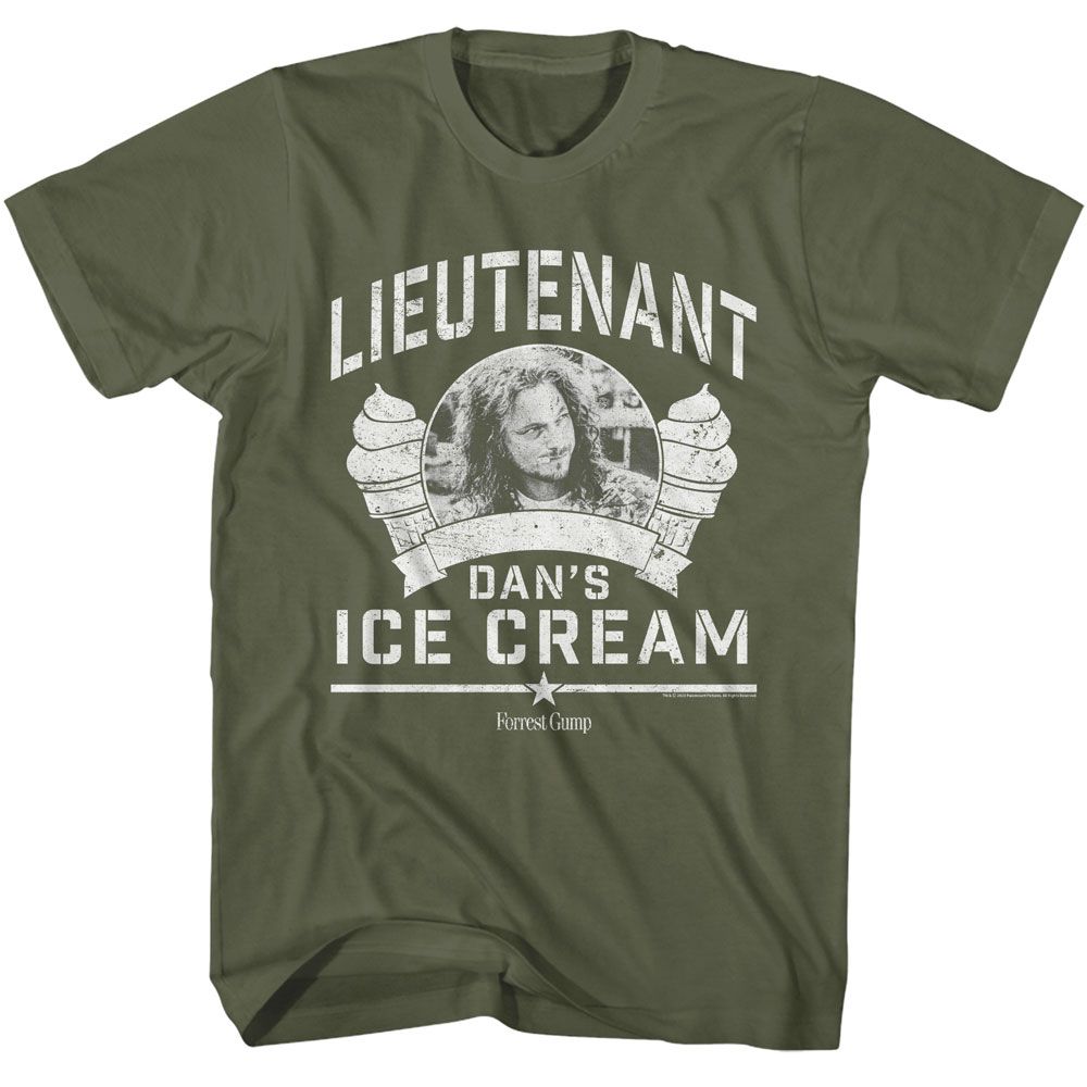 FORREST GUMP-FORREST GUMP LT DAN ICE CREAM-MILITARY GREEN ADULT S/S TSHIRT