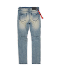 Thumbnail for Moto Panel Plus Size Skinny Jeans - Blue