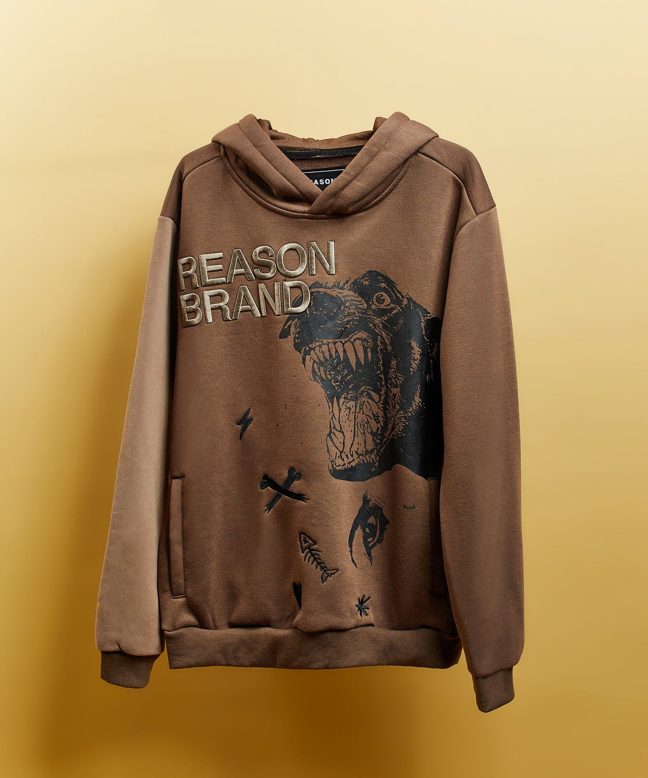 Doberman Embroidered Applique Long Sleeve Hoodie