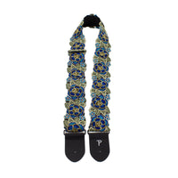 Thumbnail for BLUE AND GOLD LACE RIBBON 3D STYLE FLORAL GUITAR STRAP