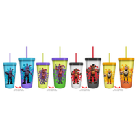 Thumbnail for Five Nights At Freddy's Special Delivery Characters Checkerboard Boxed  24oz 4 pack Color Change Plastic Tumbler – 12 pc ppk ($8.00 each)
