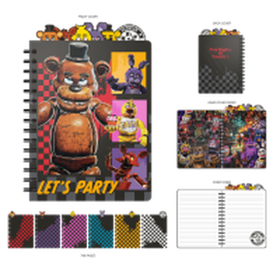 Five Nights At Freddy's Special Delivery Let's Party Grid  Spiral 6 Tabbed Notebook-6.5x8.5 in – 30 pc ppk ($8.00 each)