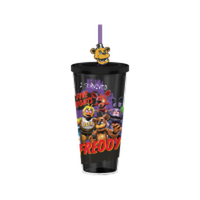 Thumbnail for Five Nights at Freddy's I Survived Group  24oz Plastic Cold Cup w/ Lid and Topper Straw – 12 pc ppk ($6.50 each)