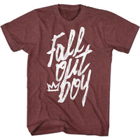 Thumbnail for FALL OUT BOY-LOGO HANDWRITTEN-VINTAGE MAROON HEATHER ADULT S/S TSHIRT