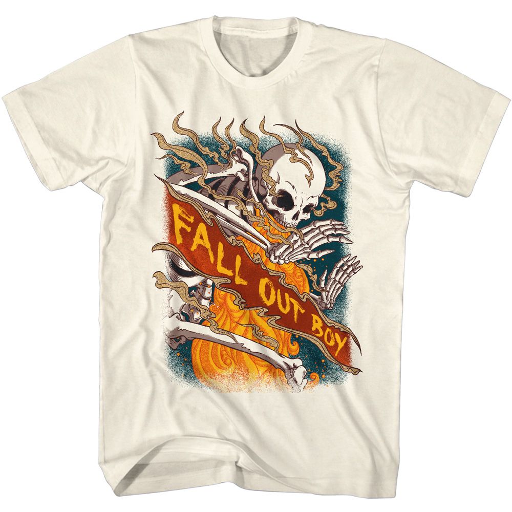 FALL OUT BOY-FALL OUT BOY FIRE SKELETON-NATURAL ADULT S/S TSHIRT