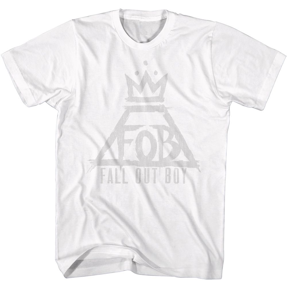 FALL OUT BOY-FALL OUT BOY TRIANGLE CROWN LOGO-WHITE ADULT S/S TSHIRT