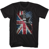 Thumbnail for FOREIGNER-FOREIGNER FLAGS AND GUITAR-BLACK ADULT S/S TSHIRT