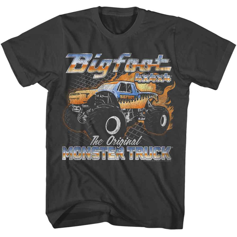 BIGFOOT-BIGFOOT FLAME TRUCK-SMOKE ADULT S/S TSHIRT