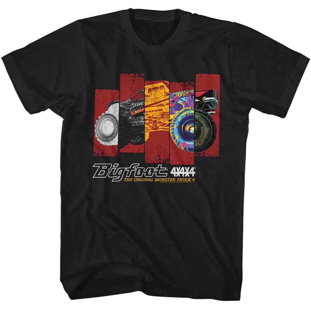 BIGFOOT-BIGFOOT DIFFERENT TRUCK RECTANGLES-BLACK ADULT S/S TSHIRT