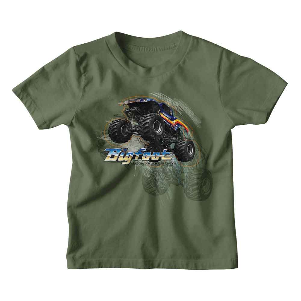 BIGFOOT-BIGFOOT TRUCK JUMP-MILITARY GREEN YOUTH S/S TSHIRT
