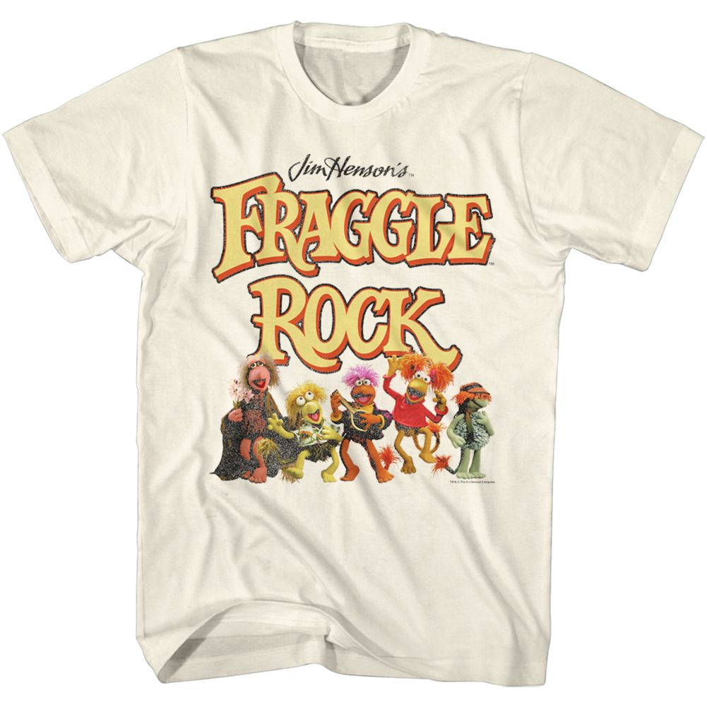 FRAGGLE ROCK-FRAGGIES AND LOGO-NATURAL ADULT S/S TSHIRT