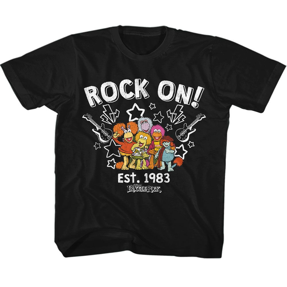 FRAGGLE ROCK-GUITARS AND STARS-BLACK YOUTH S/S TSHIRT