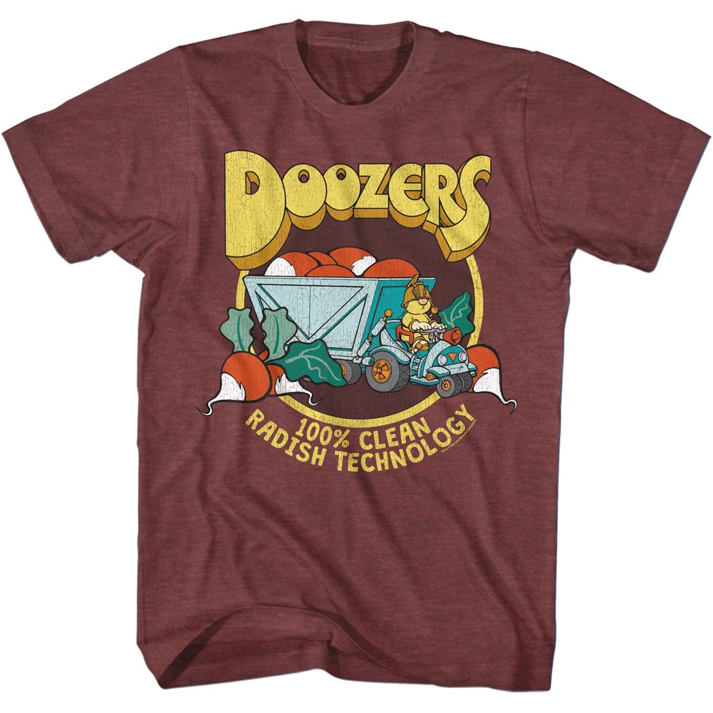 FRAGGLE ROCK-RADISH TECHNOLOGY-VINTAGE MAROON HEATHER ADULT S/S TSHIRT
