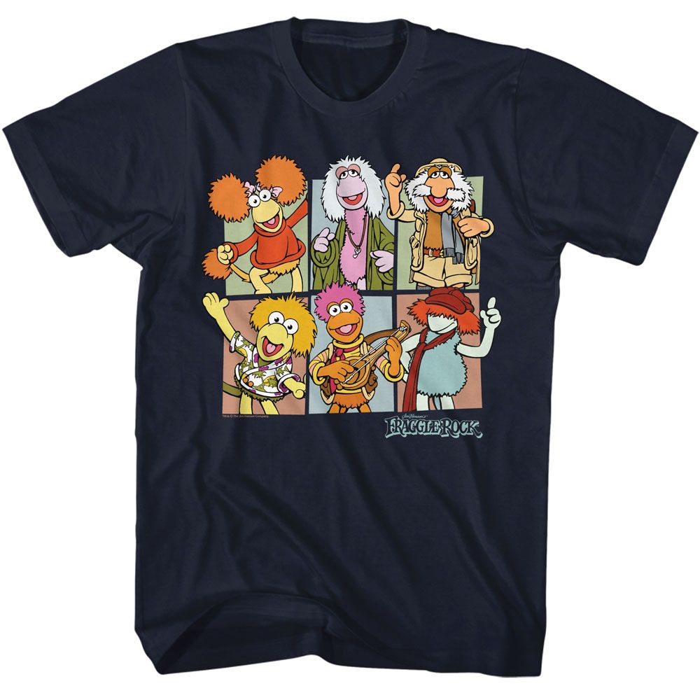 FRAGGLE ROCK-FRAGGLE ROCK SQUARES-NAVY ADULT S/S TSHIRT