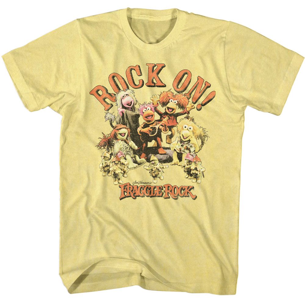 FRAGGLE ROCK-FRAGGLE ROCK ROCK ON PUPPETS-YELLOW HEATHER ADULT S/S TSHIRT
