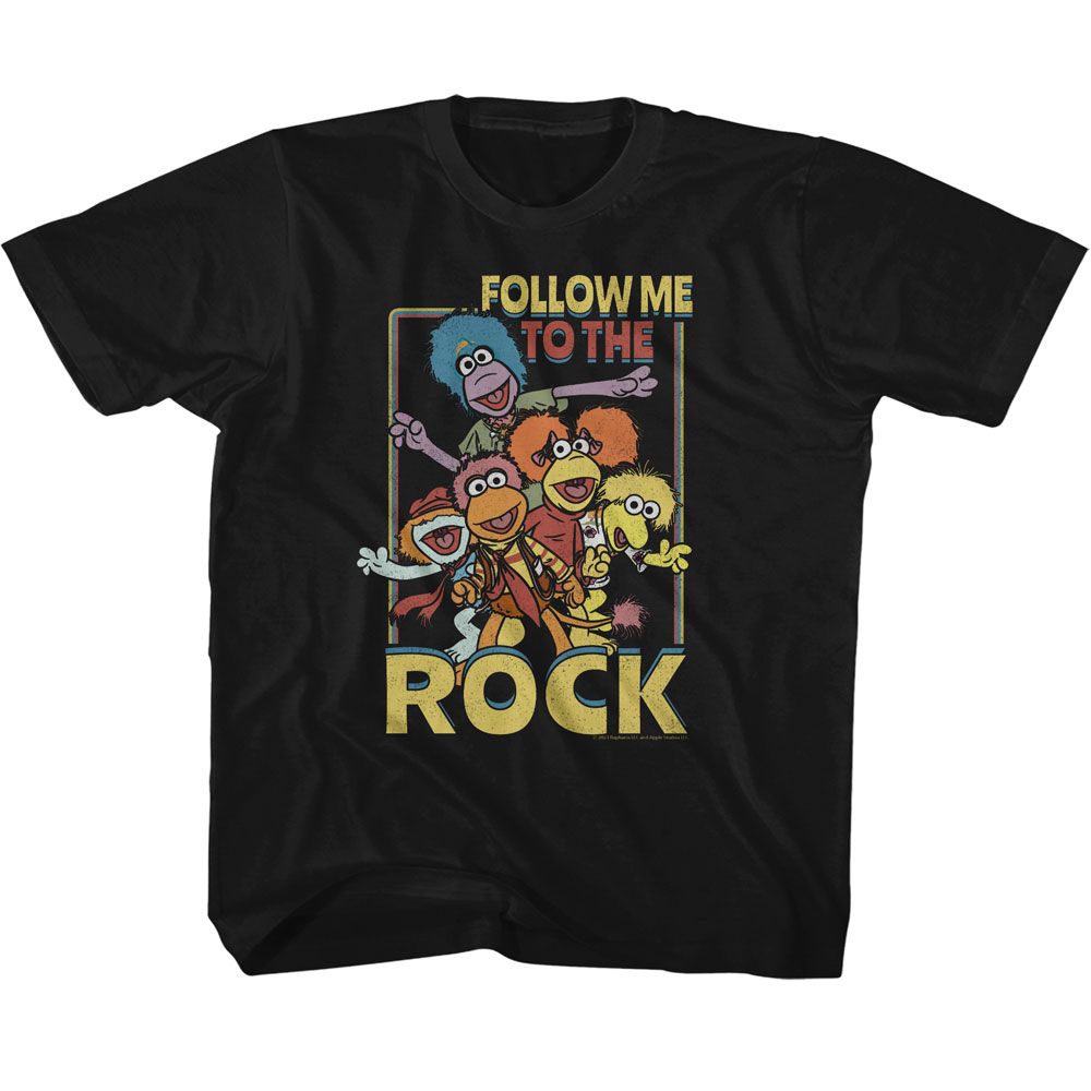FRAGGLE ROCK-FRAGGLE ROCK FOLLOW ME TO THE ROCK-BLACK YOUTH S/S TSHIRT