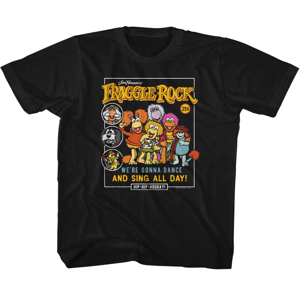 FRAGGLE ROCK-FRAGGLE ROCK COMIC COVER STYLE-BLACK YOUTH S/S TSHIRT